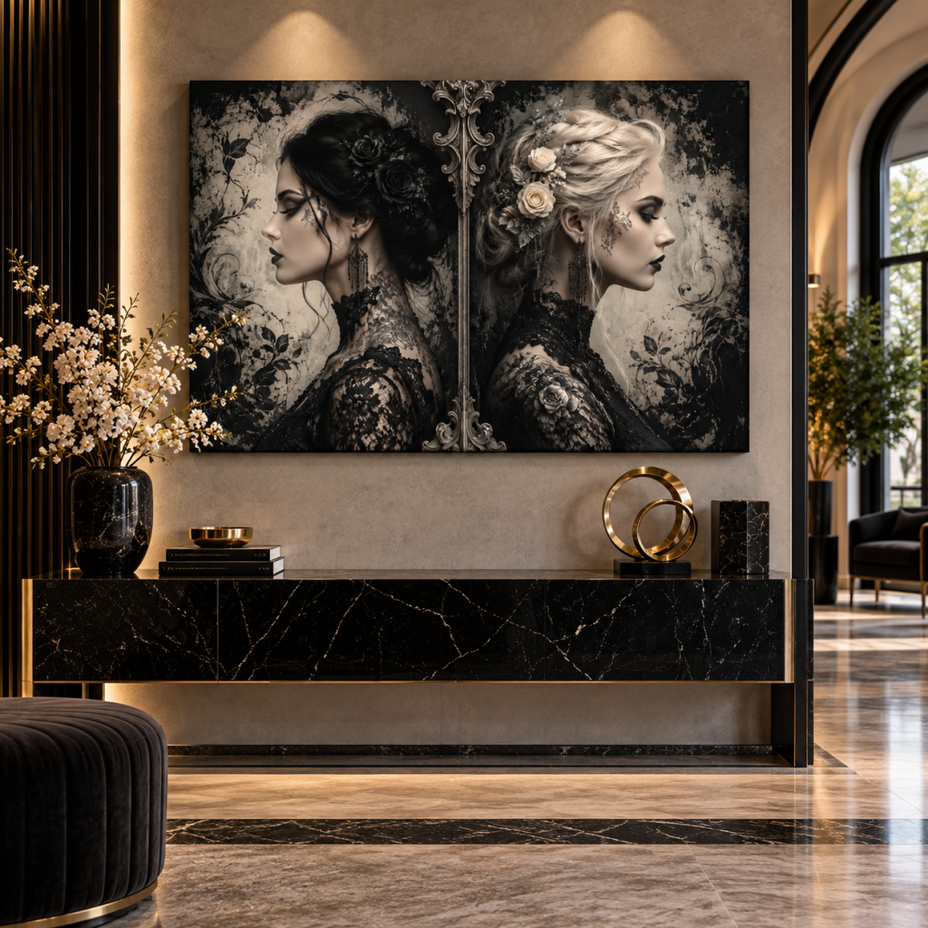 Nocturne Twins | gothic twin portrait art